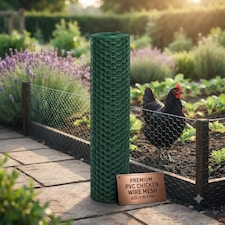 Green PVC Coated Chicken Wire Mesh 1” x 1” Fencing Garden Barrier Metal Fence - 0.9M x 30M