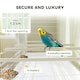 image 4 of PawHut Bird Cage with Divider, 4 Wooden Perches, Slide Out Tray, White