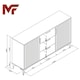 image 9 of Bold sideboard 140cm white ribbed fronts gold accents White