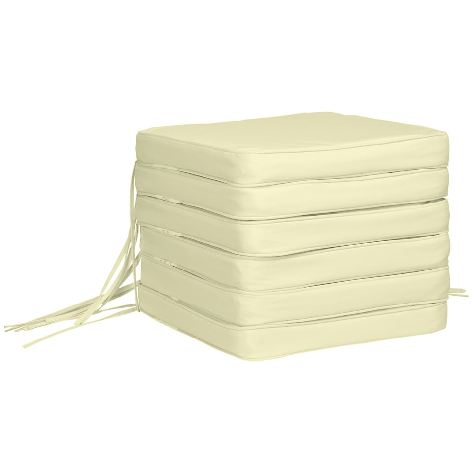 image 1 of Outsunny Set of 6 Chair Cushion Seat Pads Dining Chair w/ Straps