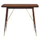 image 3 of Interiors by Premier Walnut Wood Console Table with Leather Trim, Modern Retro Entryway Table with Brass Accents, Console Table Gold