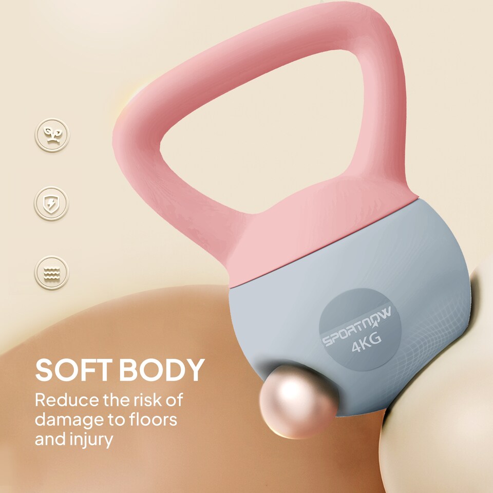 image 1 of SPORTNOW Kettlebell with Soft Body and Non-Slip Handle | Pink | Pink and Grey