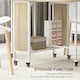 image 5 of HOMCOM Mobile Drop Leaf Dining Table on Wheels with Storage Shelf Natural