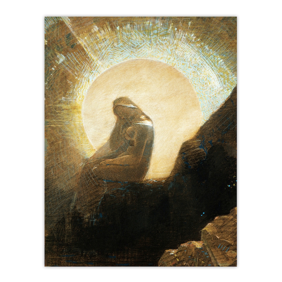 image 1 of Melancholy Portrait of a Woman Redon Vintage Huge Wall Art Print 18X24 In