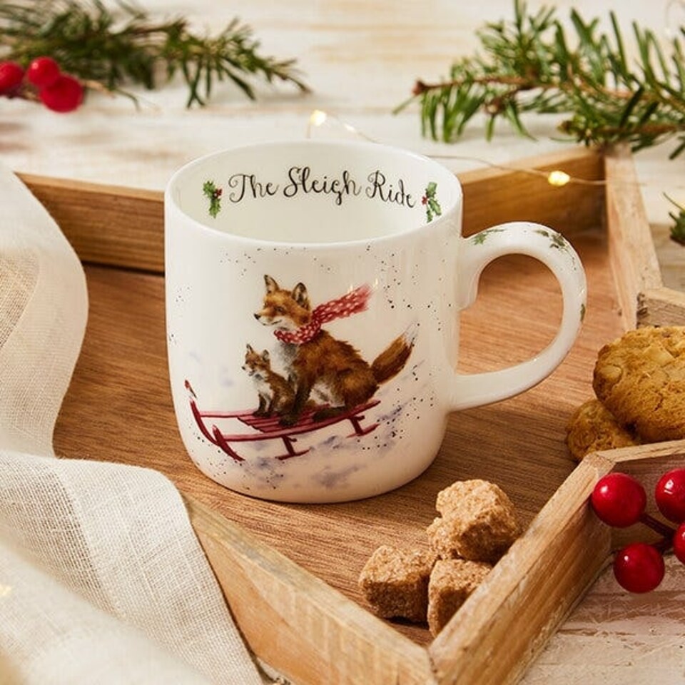 image 1 of Wrendale Designs ‘Sleigh Ride' Fox Mug