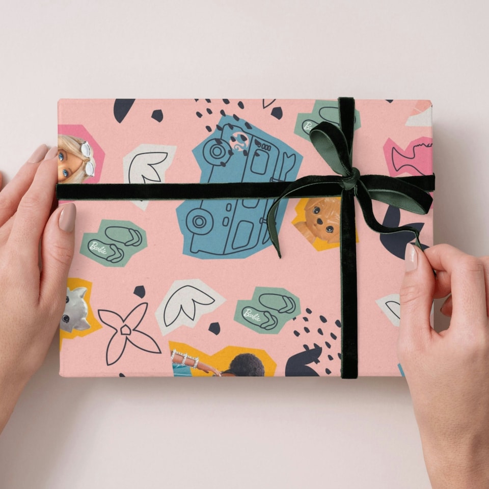 image 1 of Barbie 2 Sheets & 2 Tags Gift Wrap
