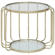 Interiors by Premier Modern Gold Side Table, Contemporary Gold Side Table with Glass Top, Luxury Side Table for Living Room Gold