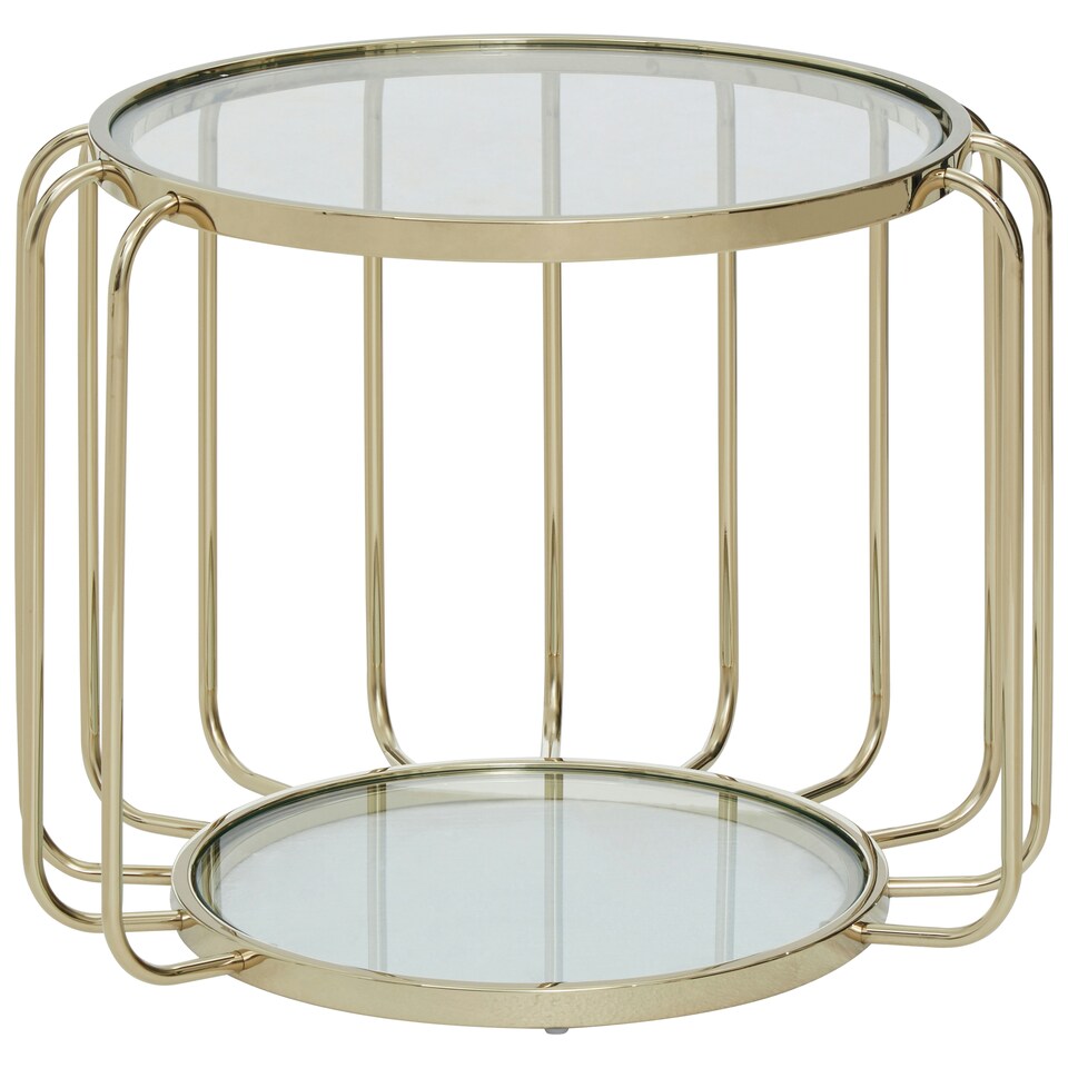 image 1 of Interiors by Premier Modern Gold Side Table, Contemporary Gold Side Table with Glass Top, Luxury Side Table for Living Room Gold