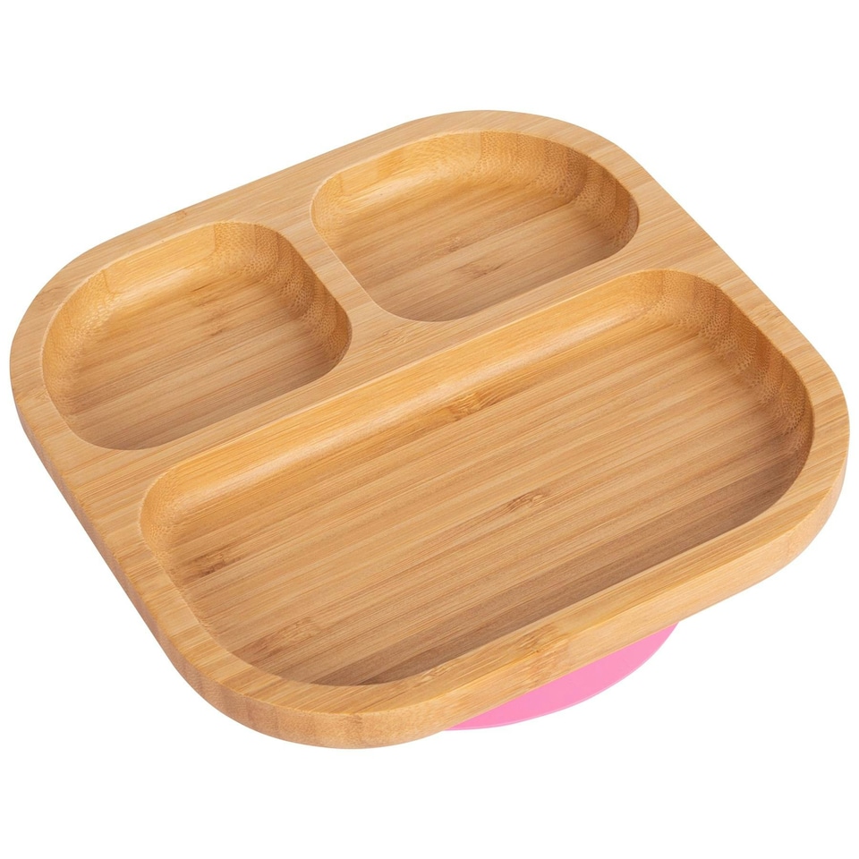 image 1 of Tiny Dining Children's Bamboo Suction Plate - Pink Pink