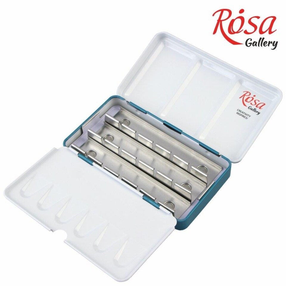 image 1 of Turquoise Empty Box of 12 Watercolor Pans by Rosa Gallery