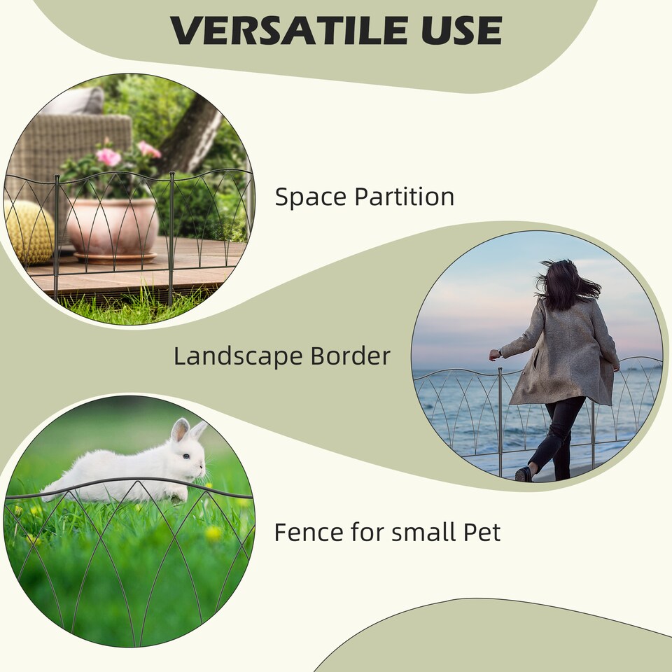 image 1 of Outsunny 5PCs Decorative Garden Fencing Metal Border Edging