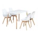 image 1 of 5PCs Dining Set - a White Halo Dining Table & Set of 4 Lorenzo Tulip Chairs with Padded Seat | White