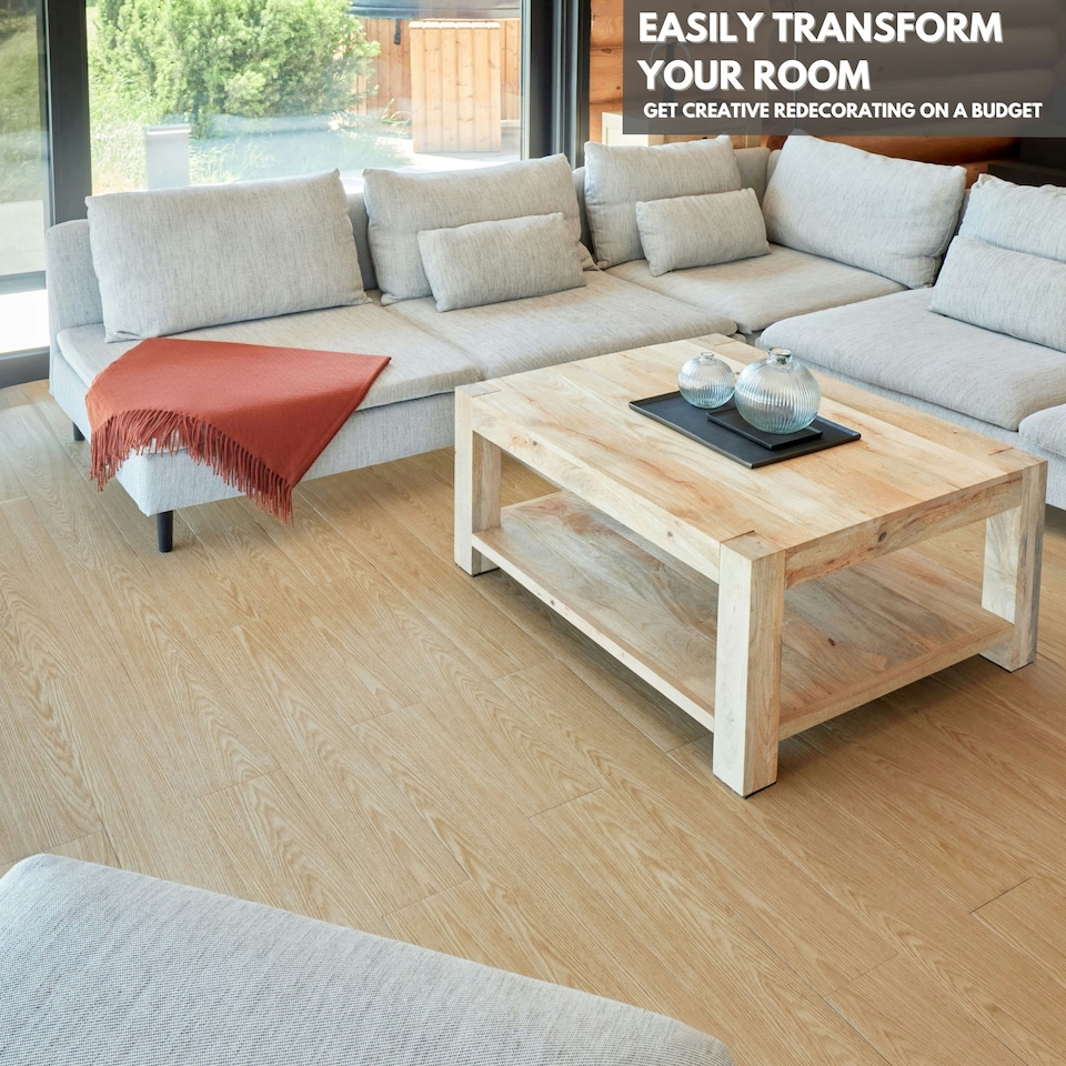 image 1 of NOVECRAFTO Self Adhesive Floor Planks | 5.9x35.9in (91.4x15.2cm) Each | Peel & Stick Vinyl Flooring | Natural Wood Effect | Waterproof DIY Tiles | Brown | 1.39 sqm