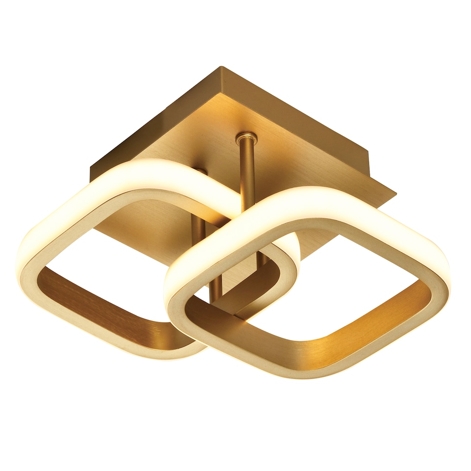 image 1 of Contemporary Compact Double Head 40w LED Ceiling Light Fitting in Brushed Gold | Gold