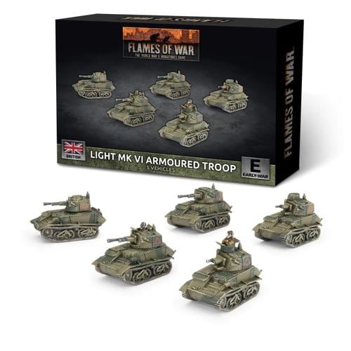 Flames of War: British - Vickers Light Mk VI Troop (x5, Plastic) - Brand New
