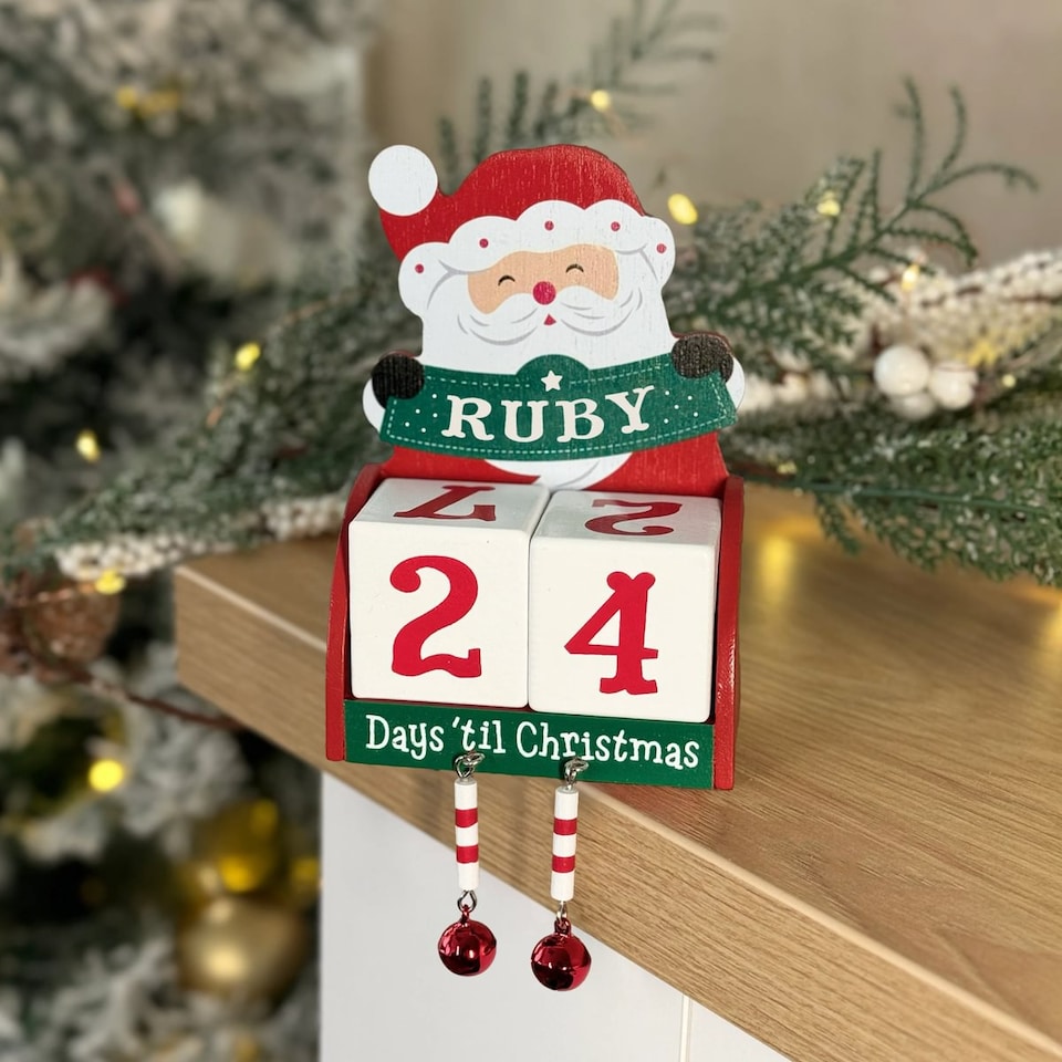 image 1 of Pre-personalised Wood Advent Block Calendar - Over 80 Titles - Ruby
