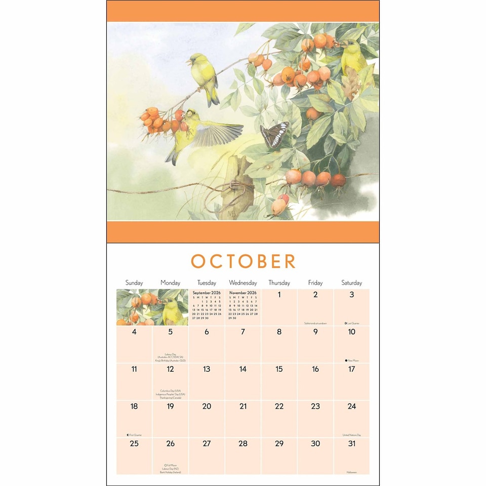 image 1 of Marjolein Bastin, Butterflies and Blooms Deluxe Calendar 2026, Deluxe Calendars, Month To View, Art, Gift