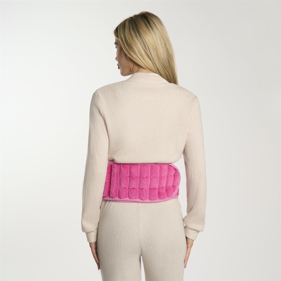 image 1 of OHS Ribbed Fleece Hot Water Bottle Belt Adjustable Heating Wrap | Pink