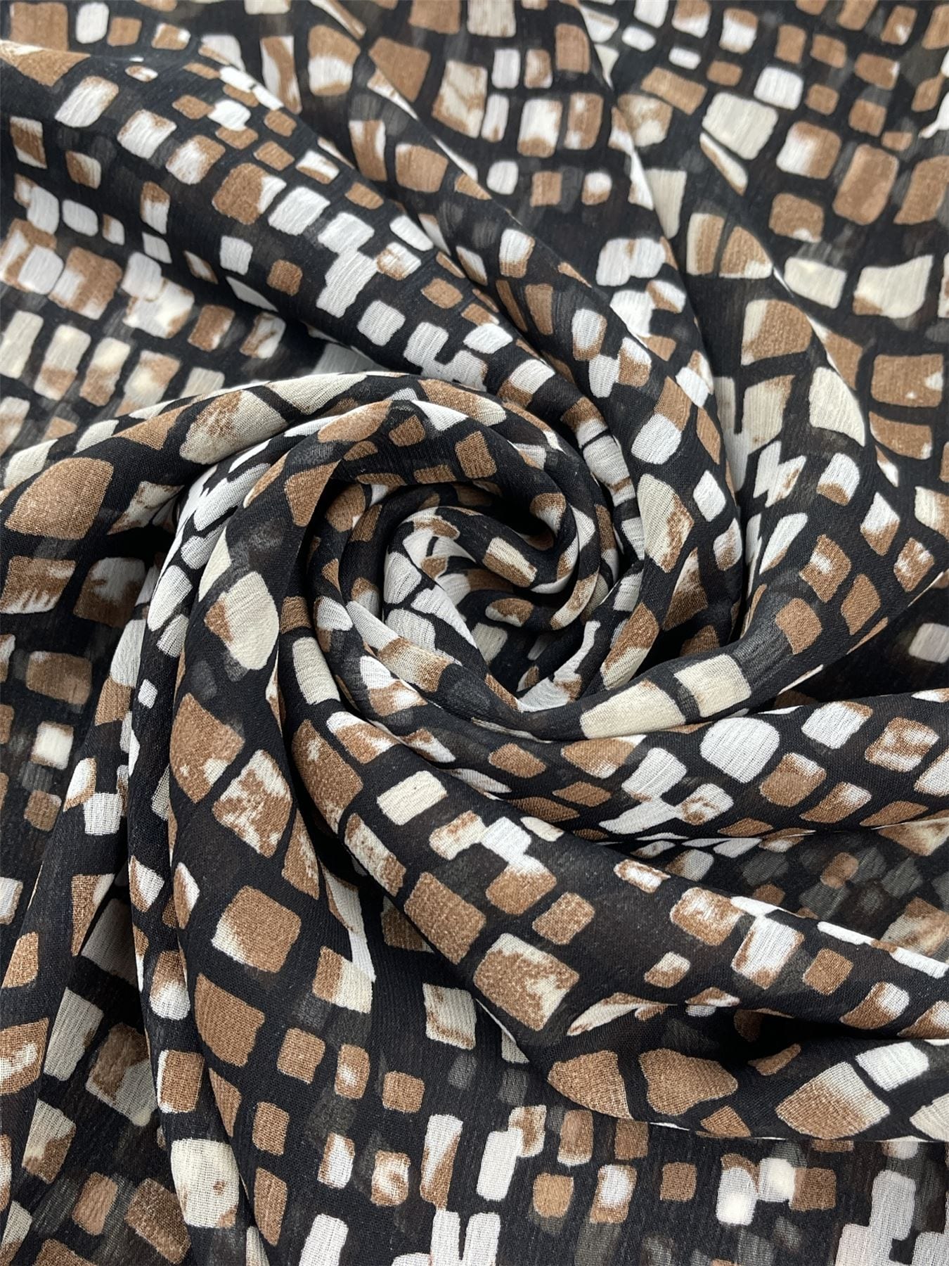 Brown Crinkle Sheer Chiffon Fabric for Dressmaking, 144cm / 56" Wide - per metre