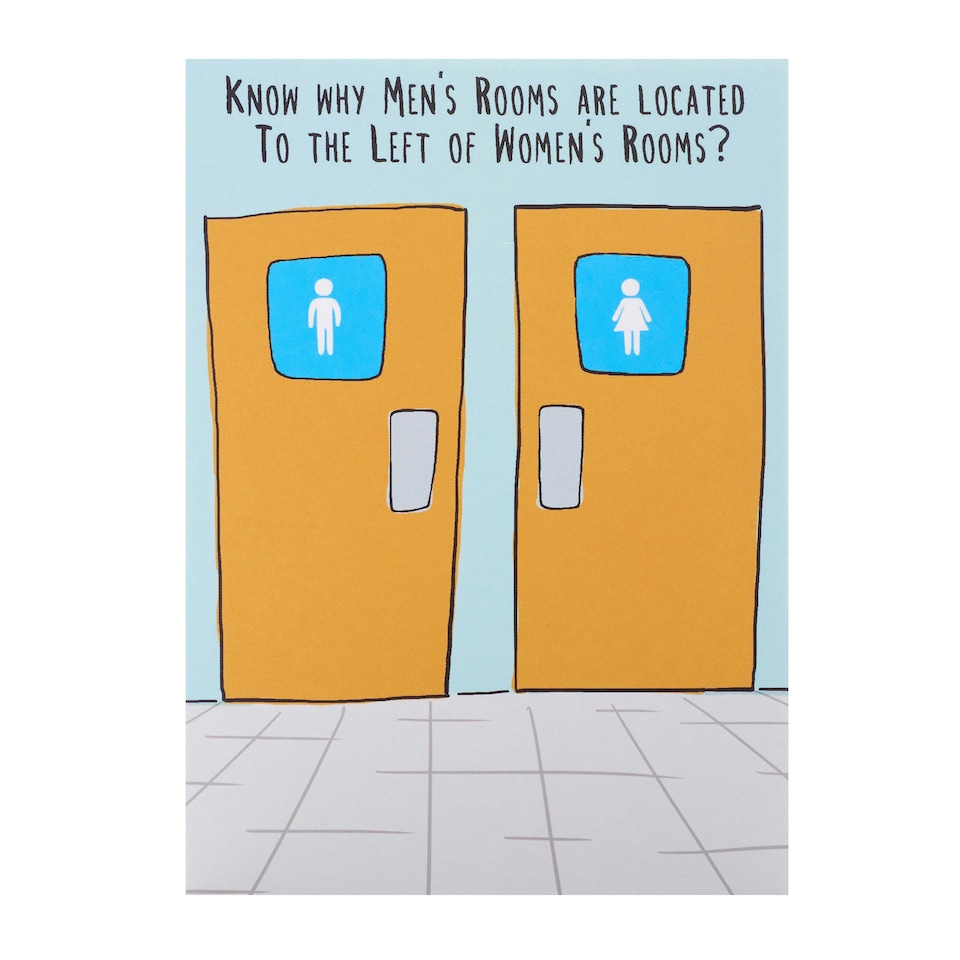 image 1 of Humour Birthday Card - Why Men's Rooms are located to the left