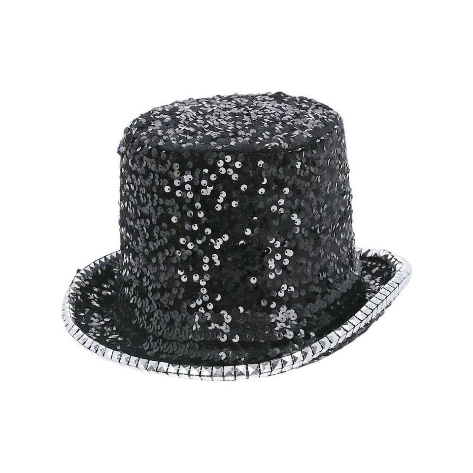 image 1 of Fever Deluxe Sequins Felt Top Hat - Black - One Size