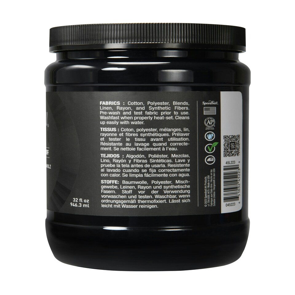 image 1 of Speedball Screen Printing Fabric Ink, Ebony, 32oz