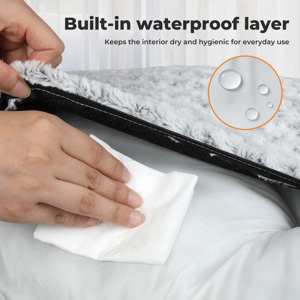 image 1 of Skylos Calming Dog Bed Grey Plush Anti Anxiety Cushion Removable Washable | Grey | Large | L