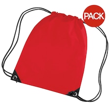 Bagbase Premium Gymsac Water Resistant Bag (11 Litres) (Pack Of 2) - Classic Red - One Size | Red | One Size