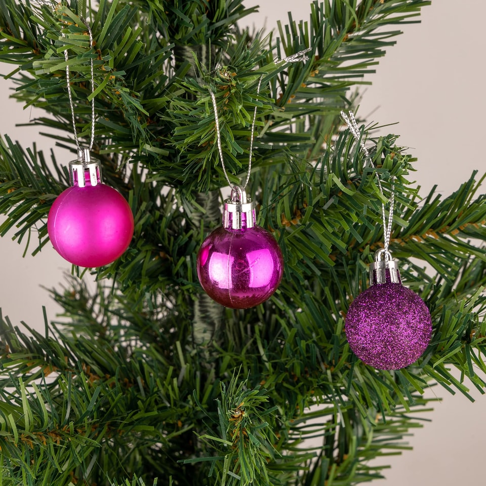 image 1 of Purple Shatterproof Christmas Baubles 3cm - Pack of 12