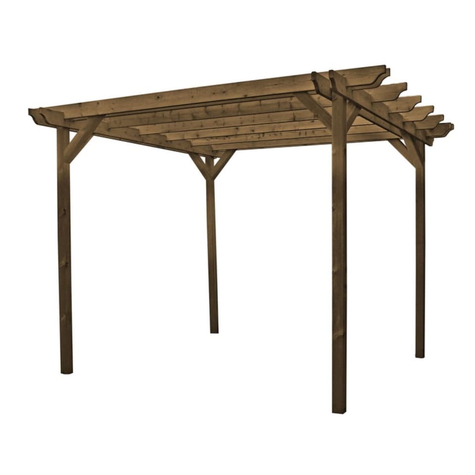 image 1 of Double Garden Pergola - Wood - L300 x W300 x H270 cm - Rustic Brown