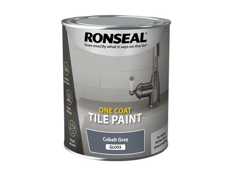 image 1 of Ronseal One Coat Tile Paint Black Satin 750ml - 39374