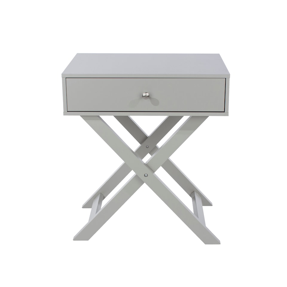 image 1 of Options 1 Drawer X-Frame Bedside Table - Painted Finish, Polished Metal Handle | Grey | Grey | One Size | 1
