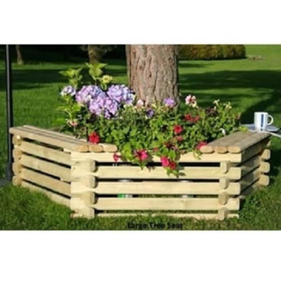 image 1 of Large Tree Seat / Planter - Timber - W167 x H41 cm | Brown