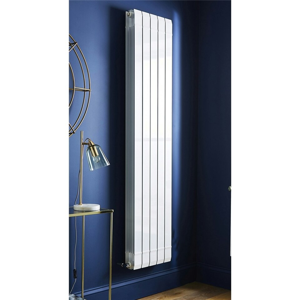 image 1 of 1870mm (H) x 480mm (W) - White Vertical Radiator (Amsterdam) - (1.87m x 0.48m) - Depth 100mm