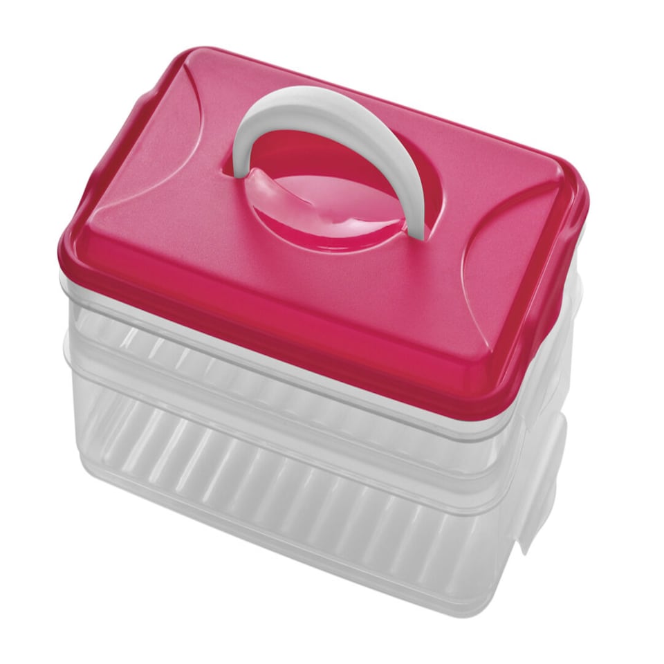 image 1 of Herrela Hot Pink 2 Layer Food Container