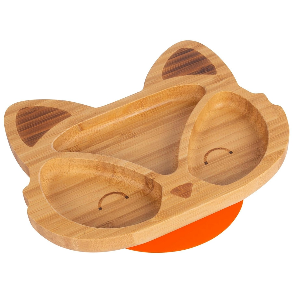 image 1 of Tiny Dining Children's Bamboo Suction Fox Plate - Orange Orange