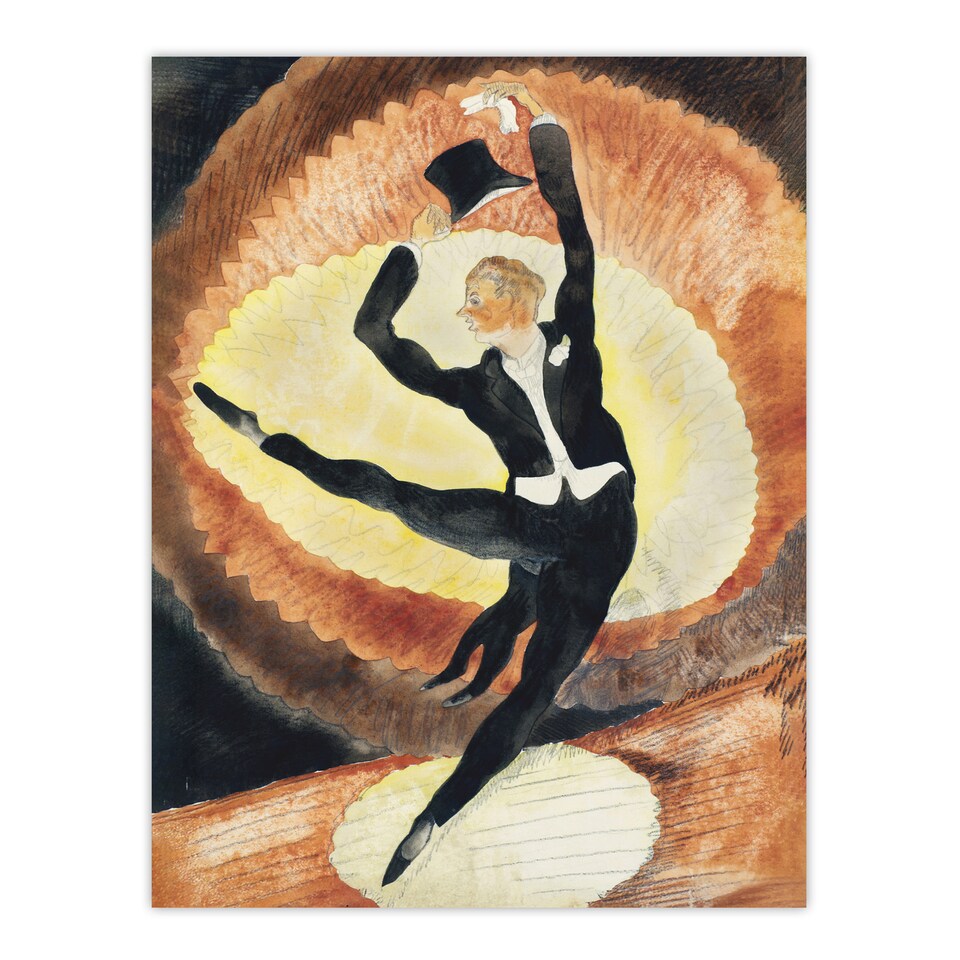 image 1 of Acrobatic Male Dancer with Top Hat Demuth Huge Wall Art Poster Print 24X32"