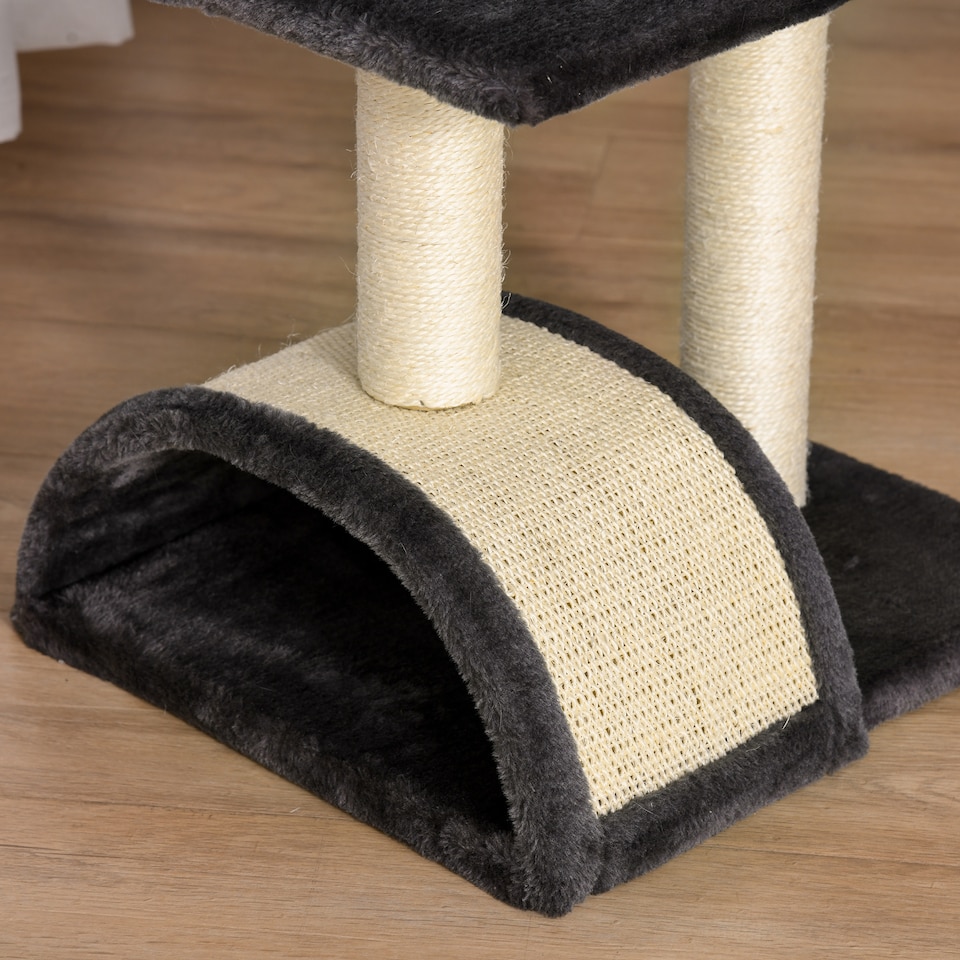 image 1 of PawHut Cat Tree Tower with Sisal Scratch Post, Arc Perch, 72cm, Smoky Grey