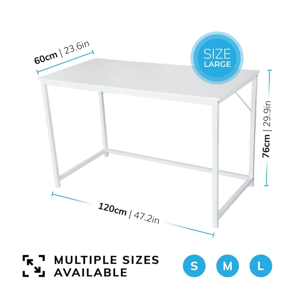 image 1 of Desk Computer PC Laptop Home Office Work Desk 120cm, Study White Rustic Style White