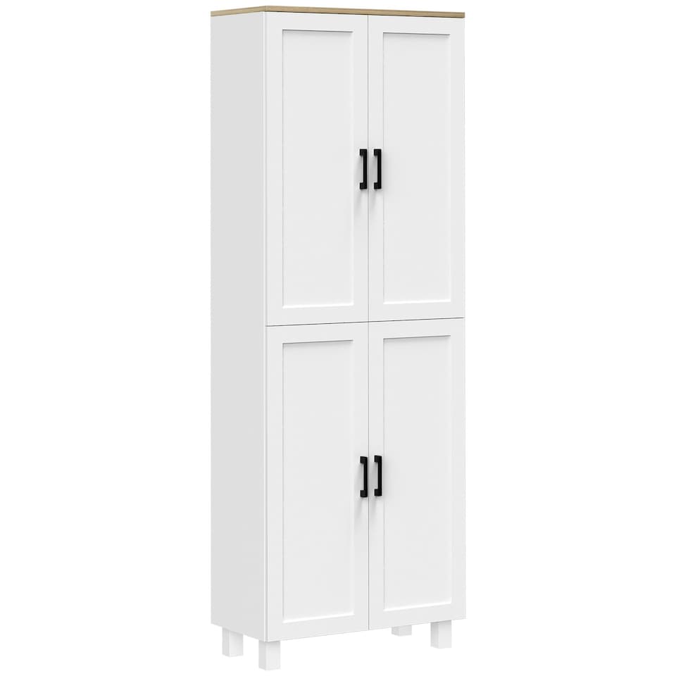 image 1 of HOMCOM Modern Kitchen Cupboard Storage Cabinet with 4 Shelves, White