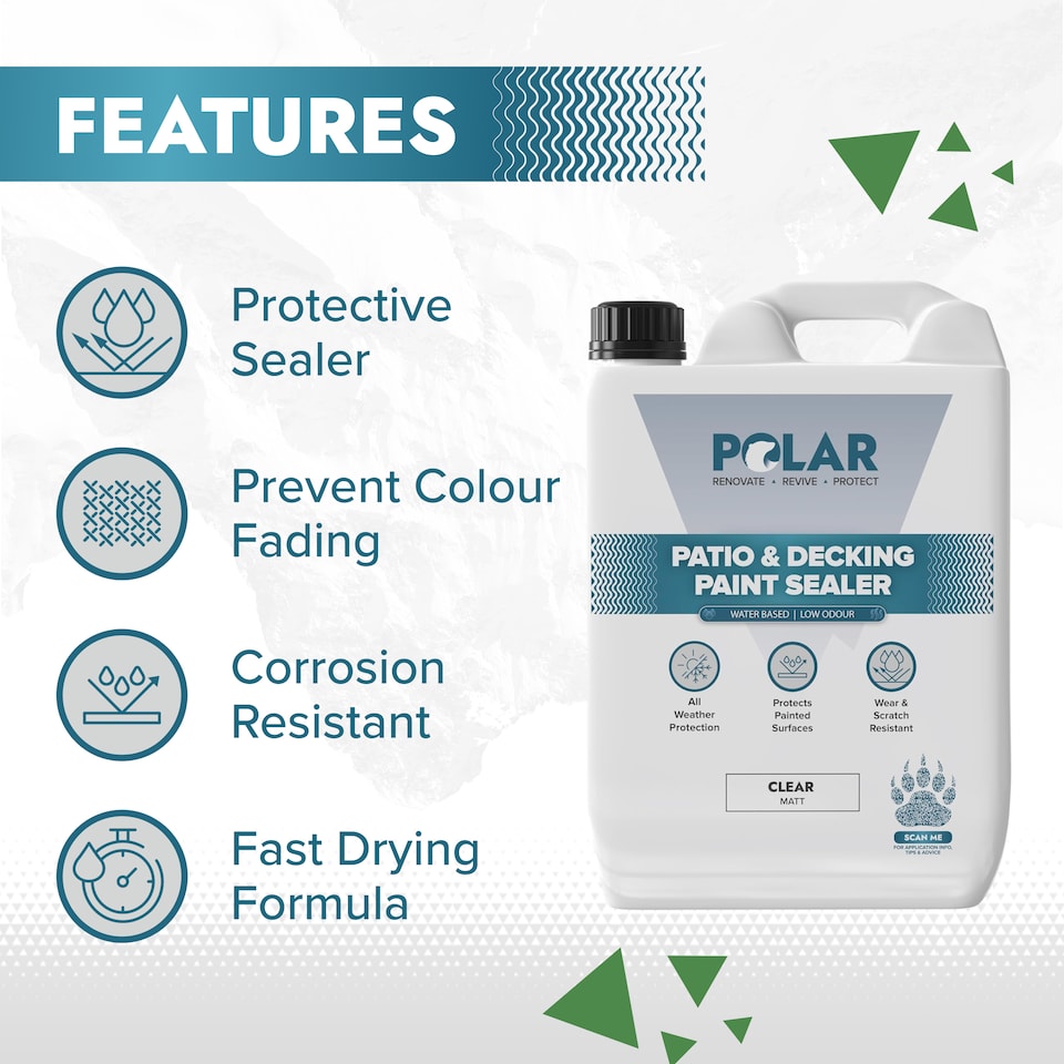 image 1 of Polar Patio & Decking Paint Sealer Fast Drying Weather & Wear Resistant Clear 5 Litre
