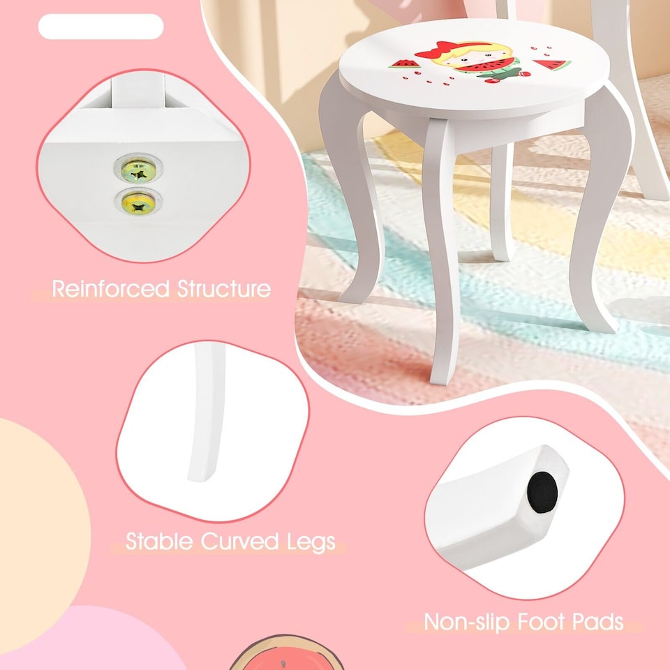 image 1 of COSTWAY 2-in-1 Kids Art Table Set with Chairs White