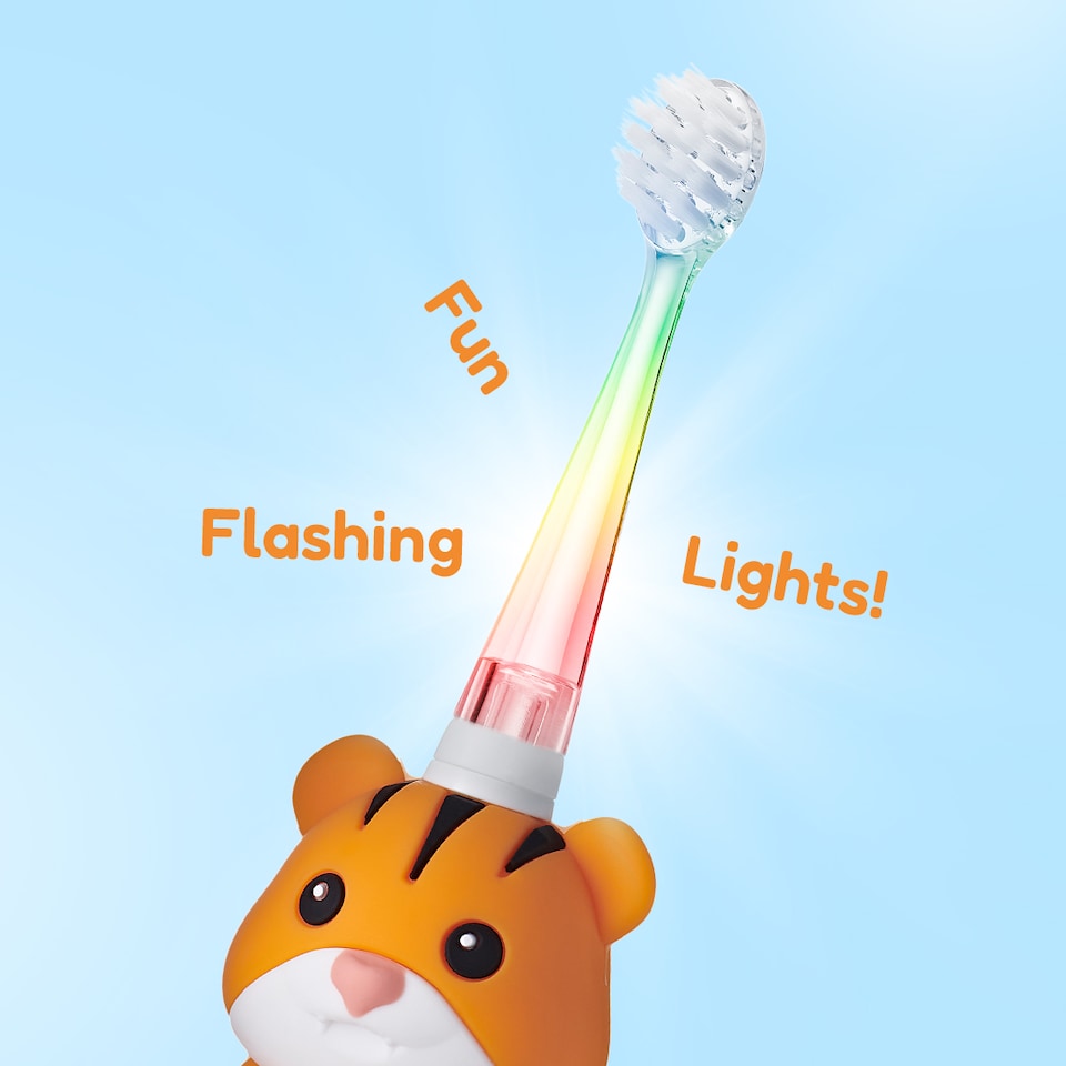 image 1 of Brush Baby WildOnes Tiger Kids Electric Rechargeable Toothbrush
