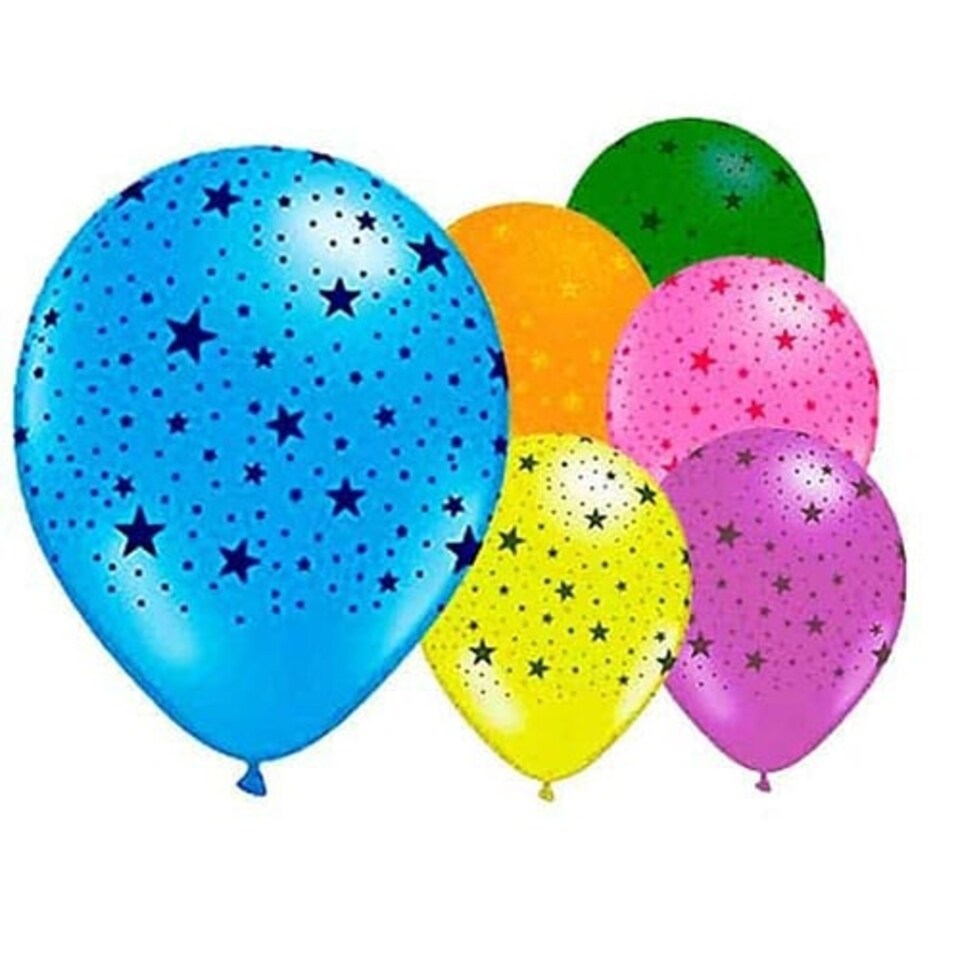 Assorted Stars Latex Balloons 30cm / 12 in - Pack of 6