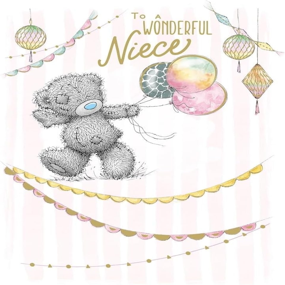 image 1 of Bear With Balloons Niece Birthday Card