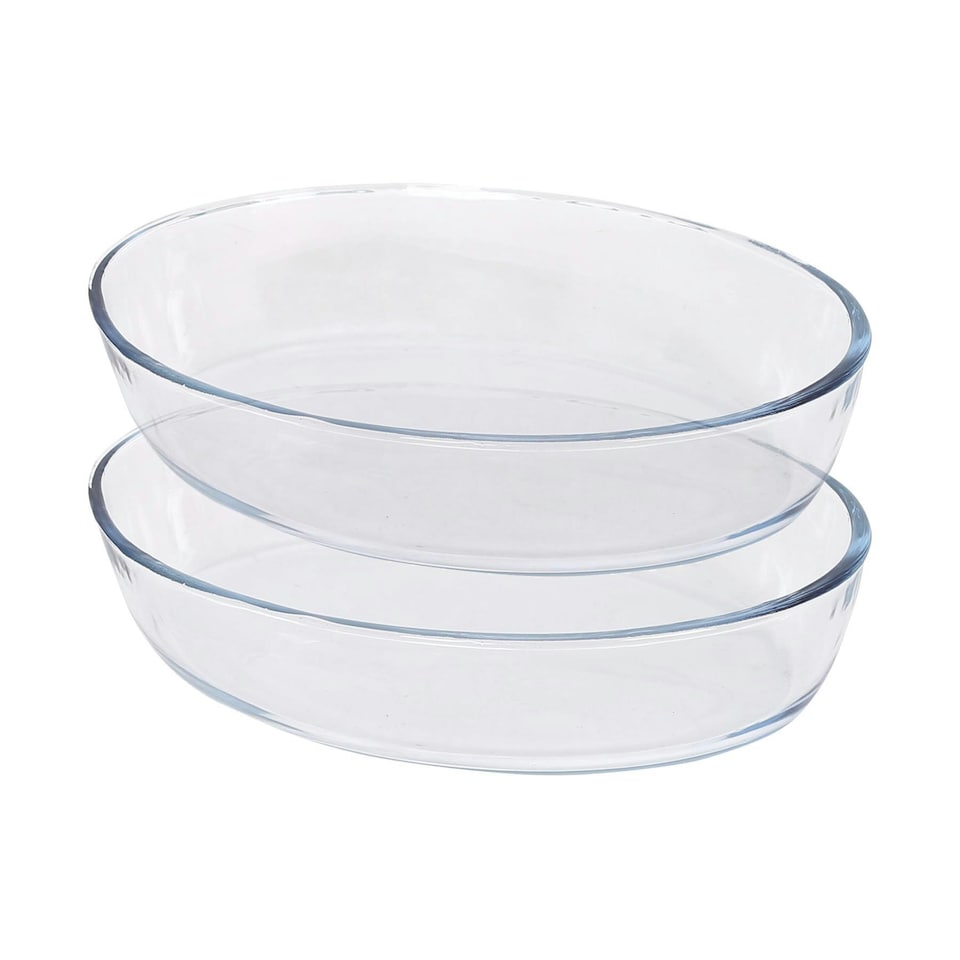 image 1 of Argon Tableware Oval Glass Oven Dishes - 26cm x 18cm - Pack of 2 Clear
