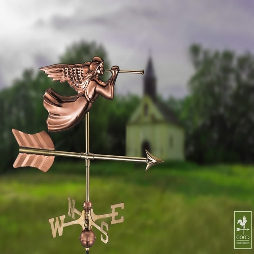 image 1 of Cottage Angel Copper Weathervane - H60 x W53 x L28 cm