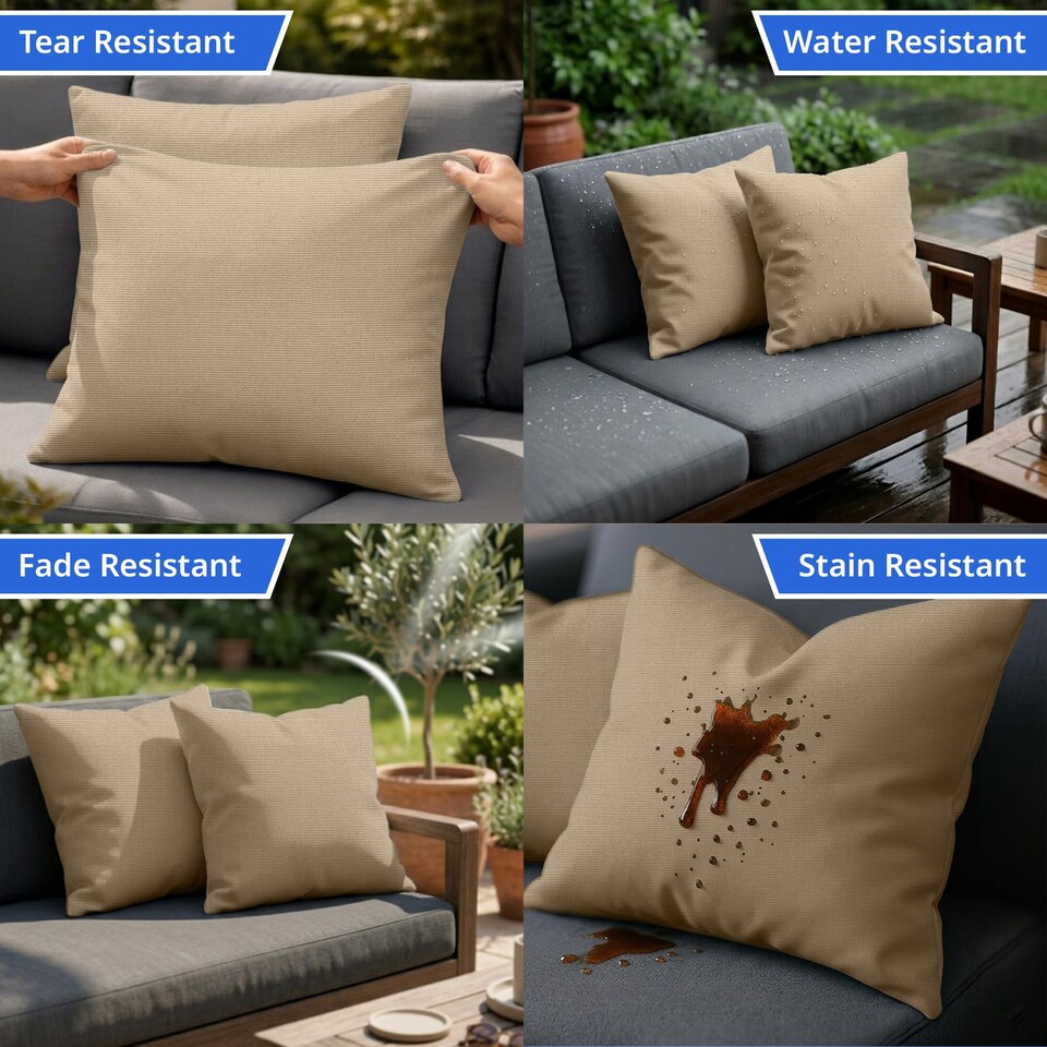 image 1 of Covers&All Sunbrella Lumbar Pillows Set of 2, Rectangle 12 in x 18 in, Canvas Antique Beige
