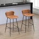 image 2 of HOMCOM Bar Stools Set of 2, PU Leather Bar Chairs with Back and Steel Legs