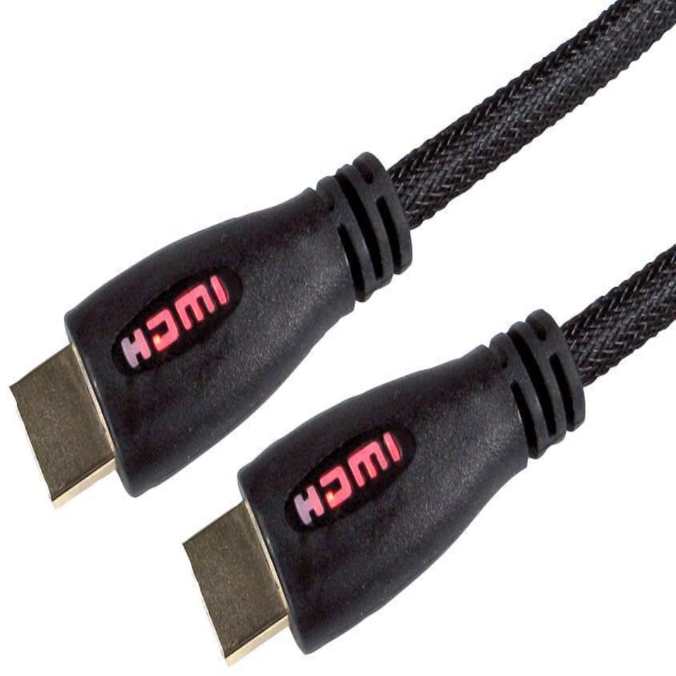 PRO SIGNAL High Speed HDMI Lead Male to Male, Red LED Display, Braided, 1m Black